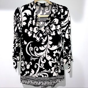 Lildy Black and White Patterned Blouse